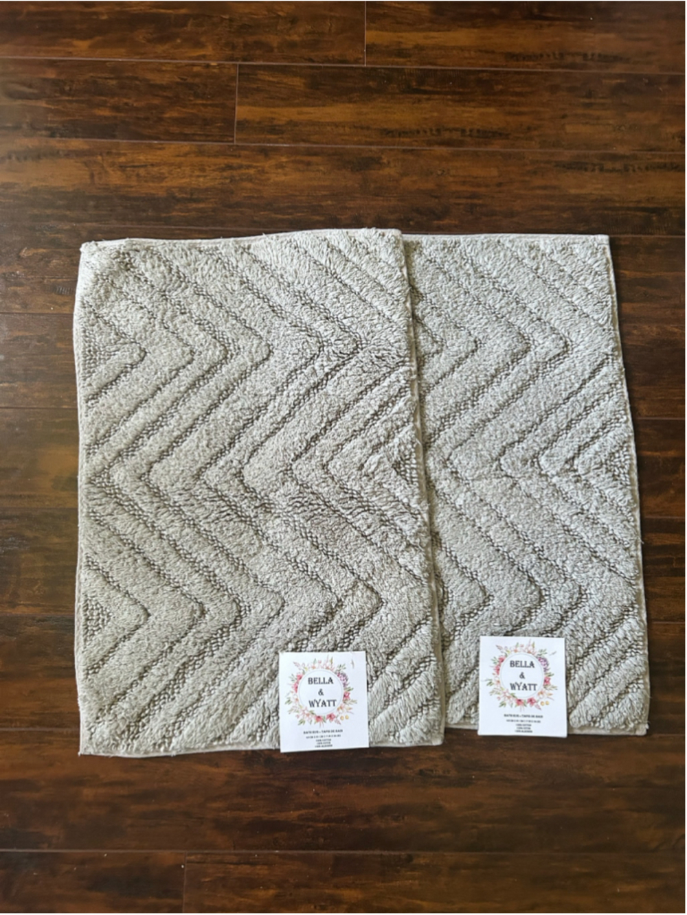 2 Bella & Wyatt Bath Rug Bundle Grey Nonslip